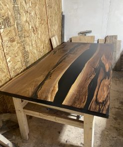 Custom Made Black Walnut Epoxy River Dining Table 7ft x 44