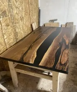 Custom Made Black Walnut Epoxy River Dining Table 7ft x 44" - Woodify 3