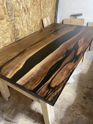 Custom Made Black Walnut Epoxy River Dining Table 7ft x 44" - Woodify 4
