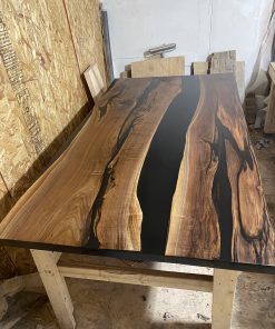 Custom Made Black Walnut Epoxy River Dining Table 7ft x 44