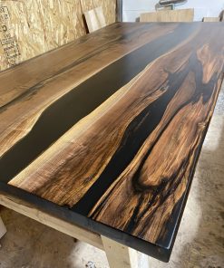 Custom Made Black Walnut Epoxy River Dining Table 7ft x 44