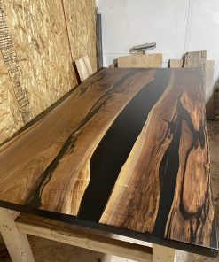 Custom Made Black Walnut Epoxy River Dining Table 7ft x 44