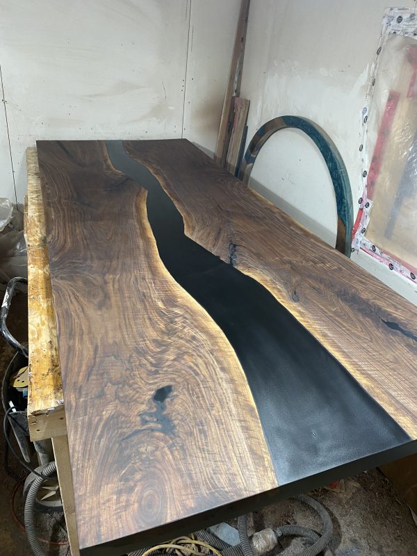 Black Walnut Boardroom Table 9ft x 3.5ft with Epoxy River 1