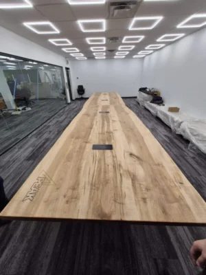 Large live edge conference table for executive boardrooms