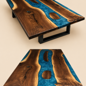 Black Walnut Epoxy Islands Boardroom Table