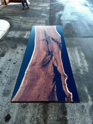 Handmade epoxy river conference table built for corporate offices