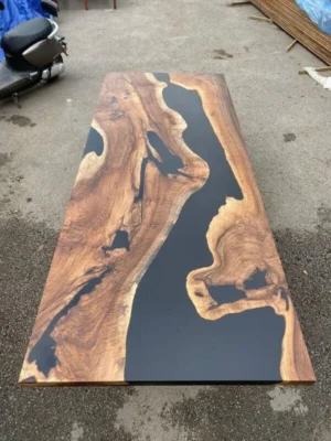 Luxury executive boardroom table with natural walnut live edge